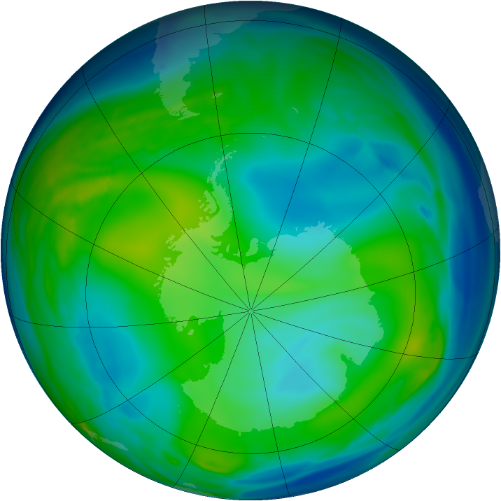 Antarctic ozone map for 01 July 2006